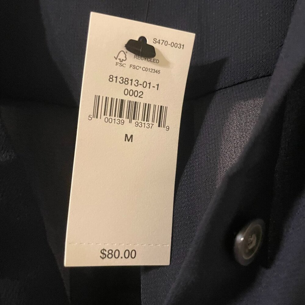 NWT Banana Republic Navy Sheer Georgette Cropped Tie-Front Shirt - Size Medium - Picture 7 of 7